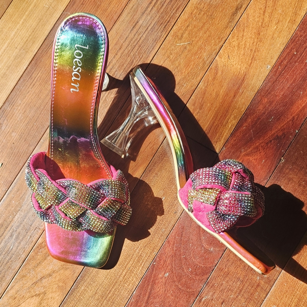 Women's Rainbow Heeled Sandals - Picture 2 of 13